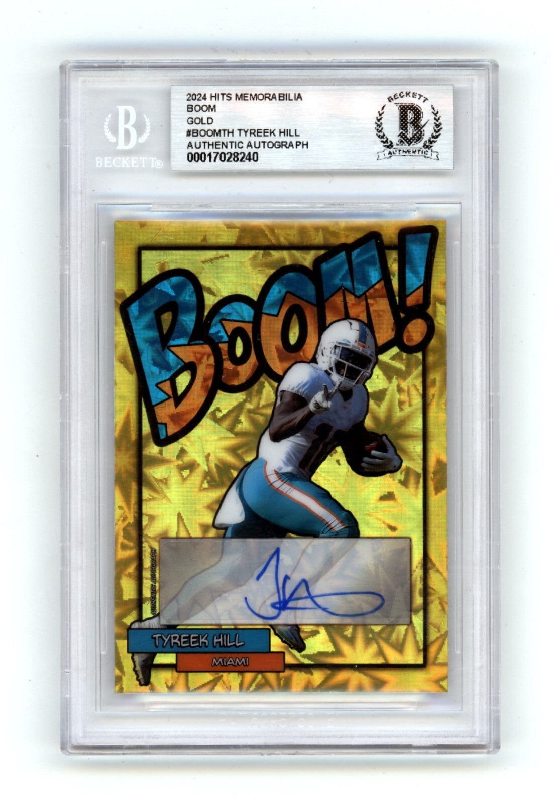 Tyreek Hill 2024 Hits Memorabilia BOOM Gold #/10 Signed BGS BAS Auto Dolphins-Powers Sports Memorabilia