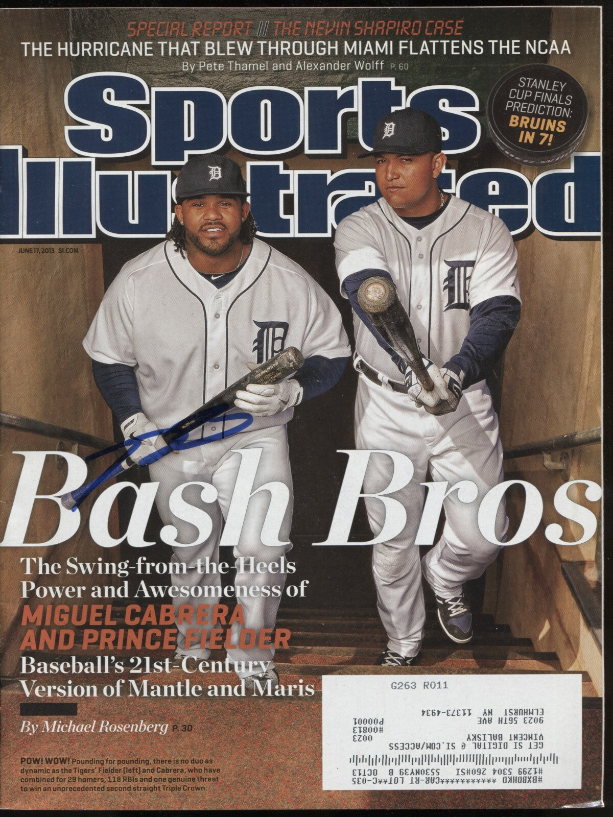 Prince Fielder Signed Auto Autographed Sports Illustrated Magazine LSCM Authenticated-Powers Sports Memorabilia