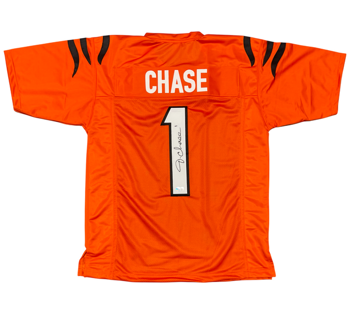 Ja'Marr Chase Signed Custom Orange Jersey Beckett Authenticated-Powers Sports Memorabilia