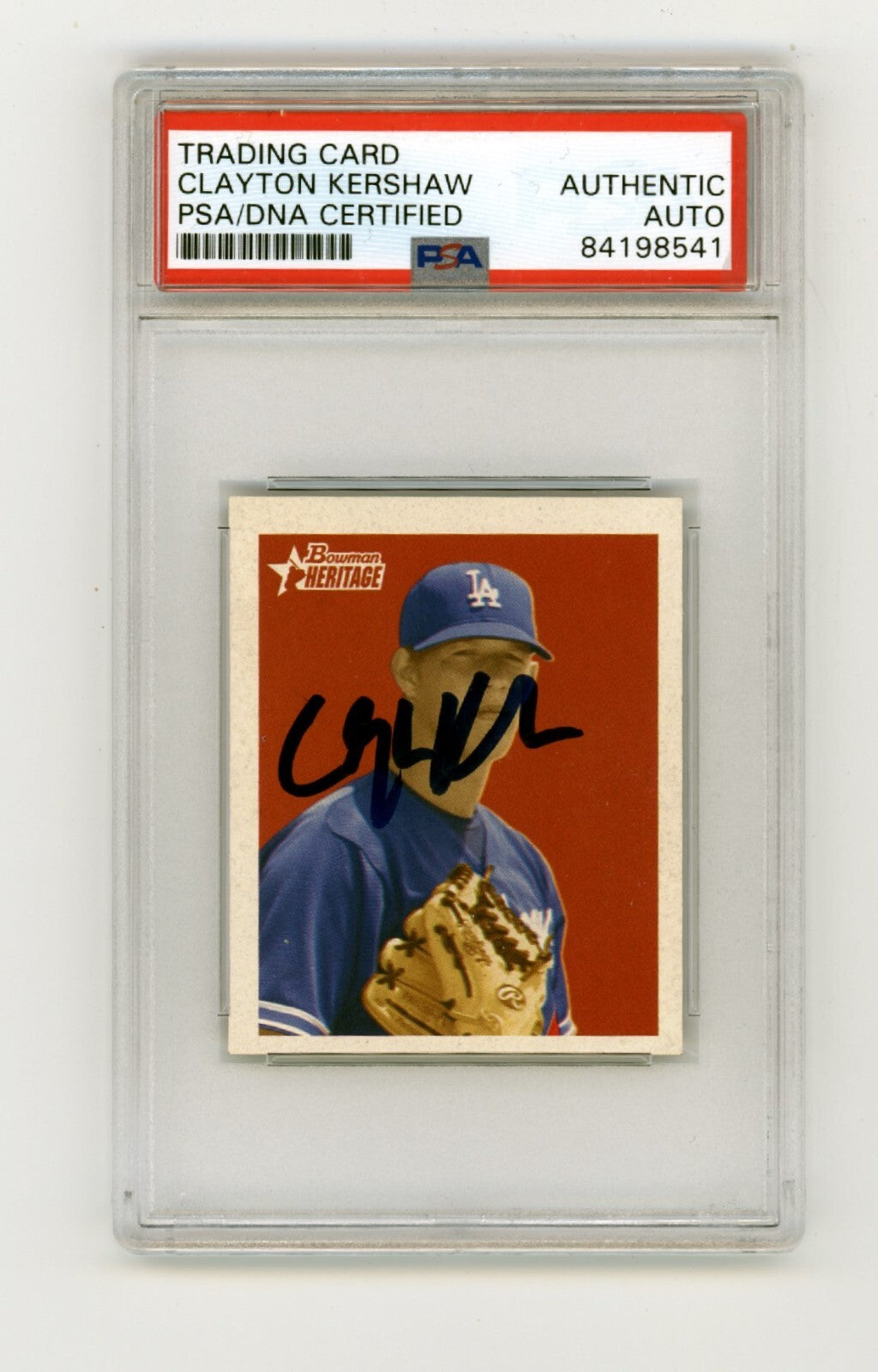 Clayton Kershaw 2006 Bowman Heritage BHP85 Mini RC Signed PSA/DNA Authenticated-Powers Sports Memorabilia