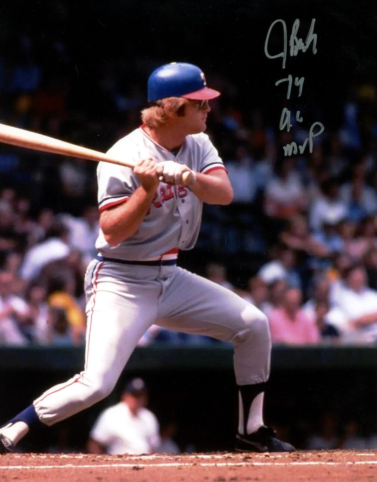 Jeff Burroughs Signed Texas Rangers 8x10 Photo w/ 74 AL MVP LSCM Authenticated-Powers Sports Memorabilia