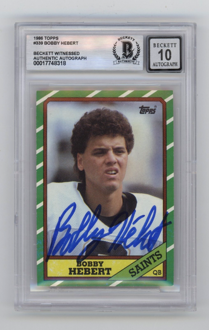 Bobby Hebert 1986 Topps #339 RC Signed Beckett BGS 10 Auto New Orleans Saints-Powers Sports Memorabilia