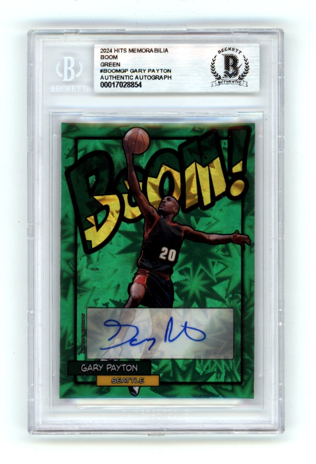 Gary Payton 2024 Hits Memorabilia BOOM Green #/5 Signed BGS BAS Auto Sonics-Powers Sports Memorabilia