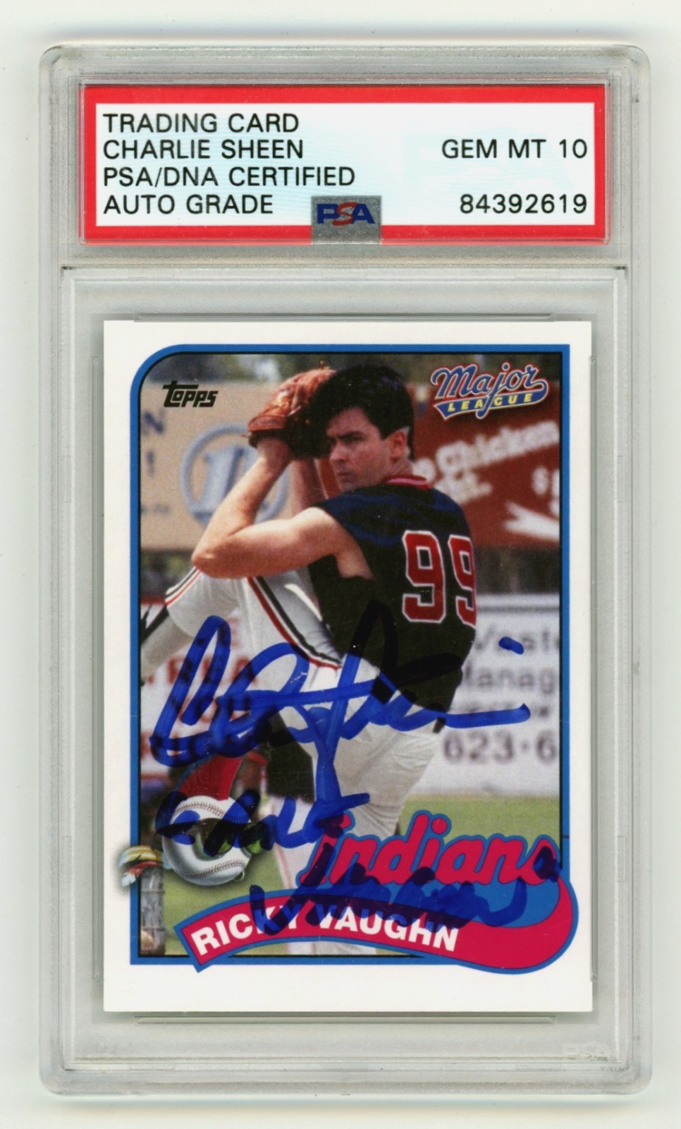 Charlie Sheen 2014 Topps Archives Major League Wild Thing PSA 10 Auto R. Vaughn-Powers Sports Memorabilia