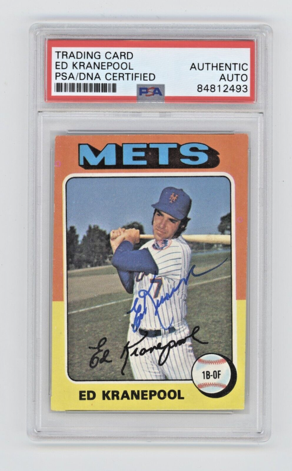 Ed Kranepool 1975 Topps Baseball #324 Signed PSA Authentic Auto New York Mets-Powers Sports Memorabilia