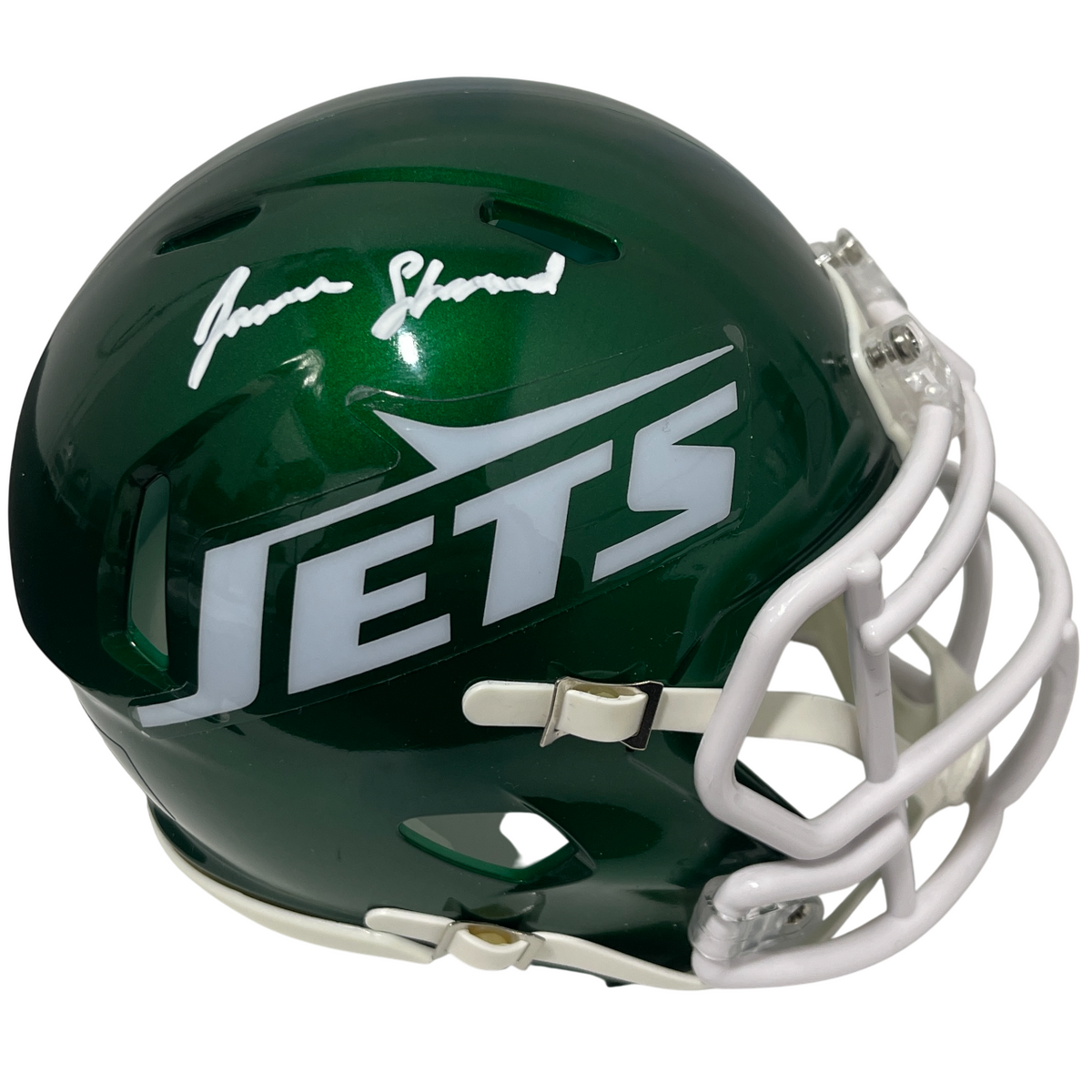 Jamien Sherwood Signed New York Jets Speed Mini Helmet Beckett Witness Authenticated-Powers Sports Memorabilia