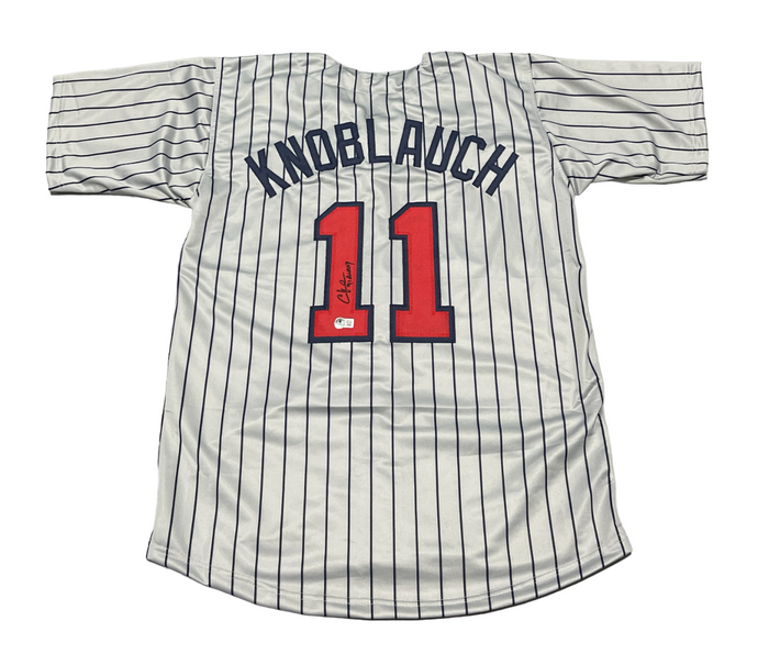 Chuck Knoblauch Signed Minnesota Custom Jersey w/ 91 AL ROY Beckett W BAS COA-Powers Sports Memorabilia
