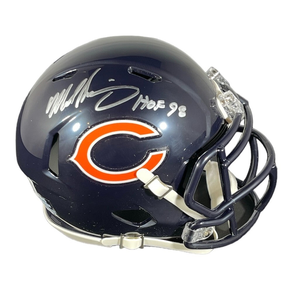 Mike Singletary Signed Chicago Bears Mini Helmet HOF 98 Beckett Witness BAS COA-Powers Sports Memorabilia
