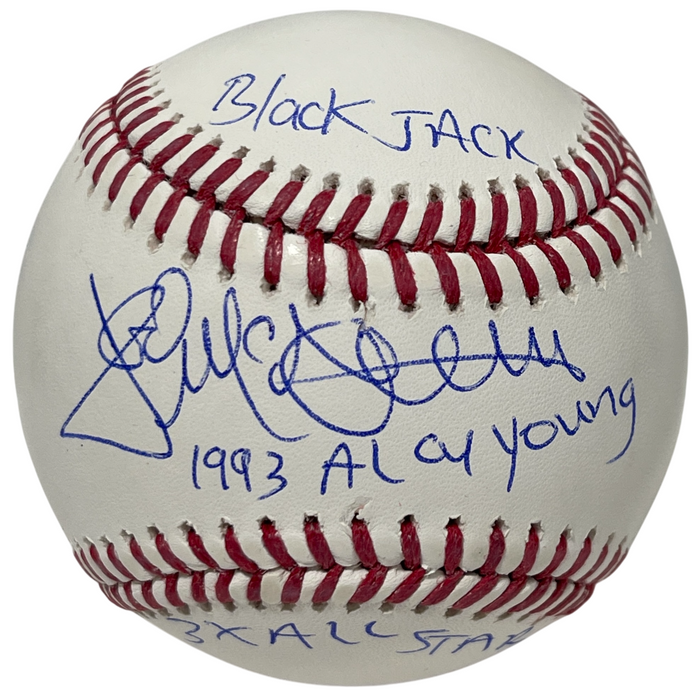 Jack McDowell Signed ROMLB Baseball w/ 3x Ins Beckett Witness Authenticated-Powers Sports Memorabilia