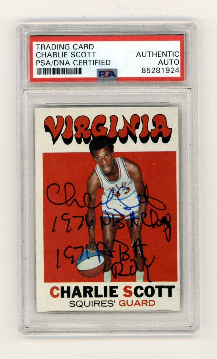 Charlie Scott 1971-72 Topps #190 Rookie RC 2 Inscription Signed PSA Auto HOF B-Powers Sports Memorabilia
