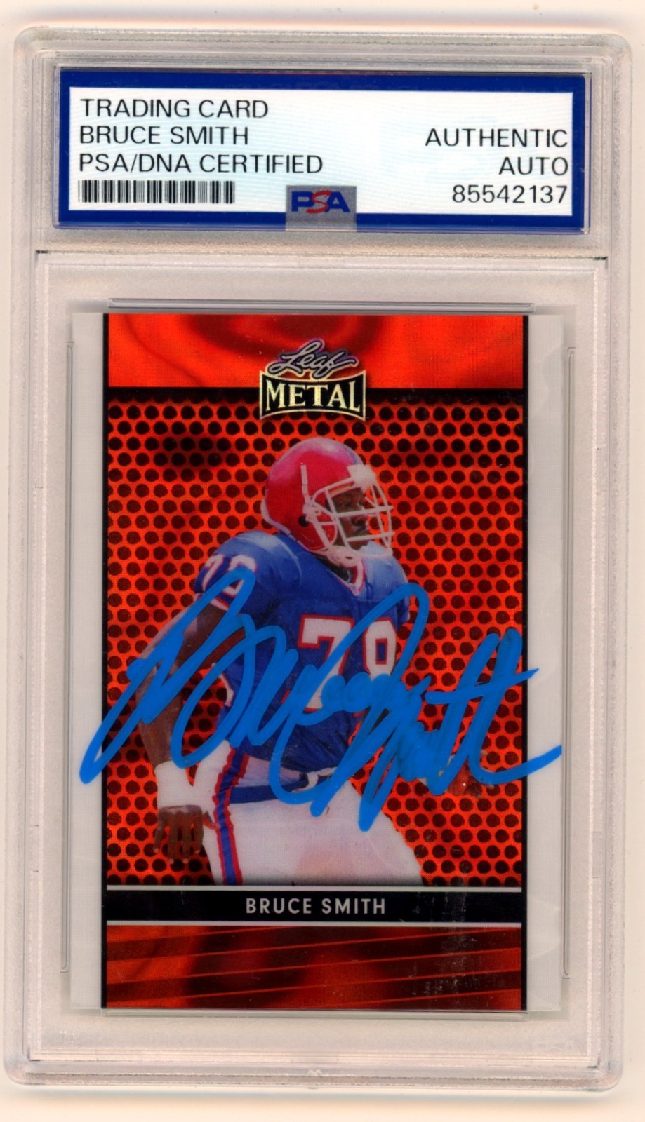 Bruce Smith 2024 Leaf Metal #LB-24 Red Lava Signed Auto #1/1 PSA/DNA Authenticated-Powers Sports Memorabilia