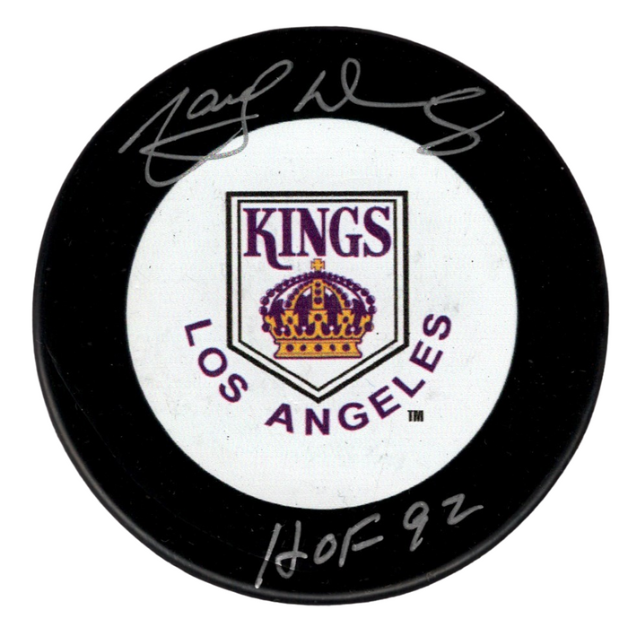 Marcel Dionne Signed Auto LA Kings Puck w/ HOF 92 Beckett Witness Authenticated White-Powers Sports Memorabilia
