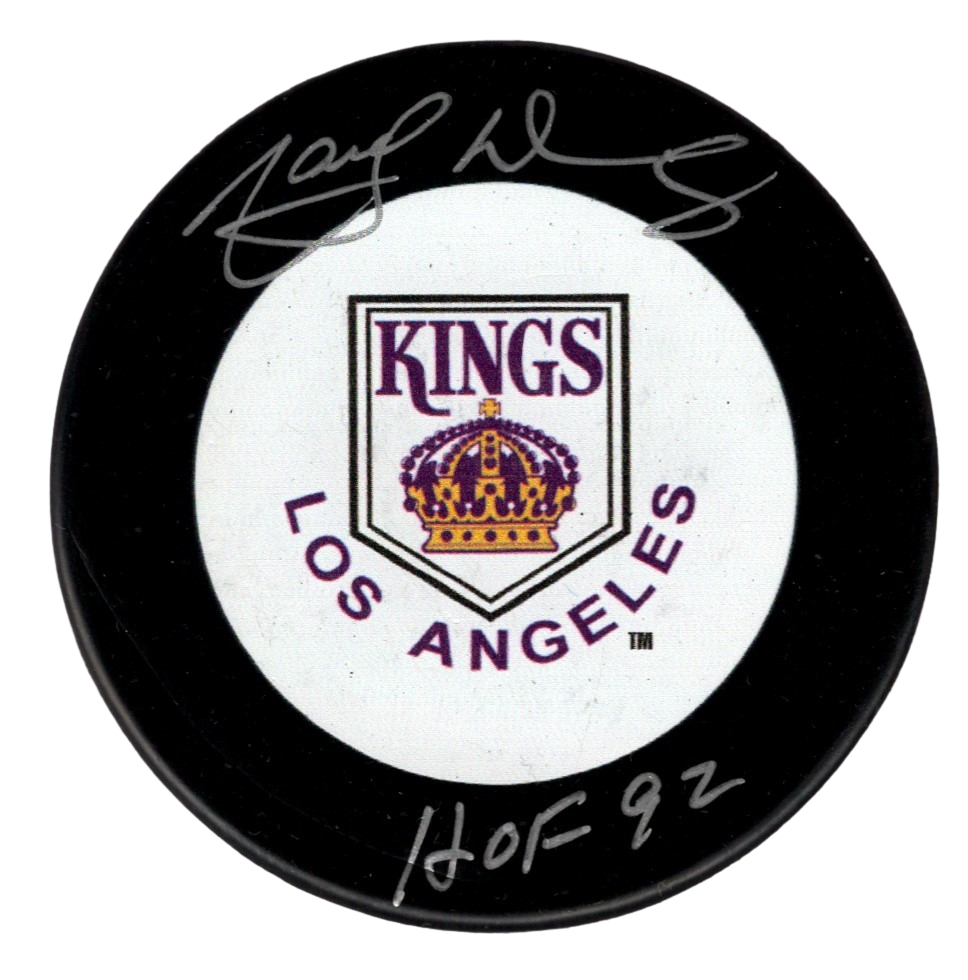 Marcel Dionne Signed Auto LA Kings Puck w/ HOF 92 Beckett Witness Authenticated White-Powers Sports Memorabilia