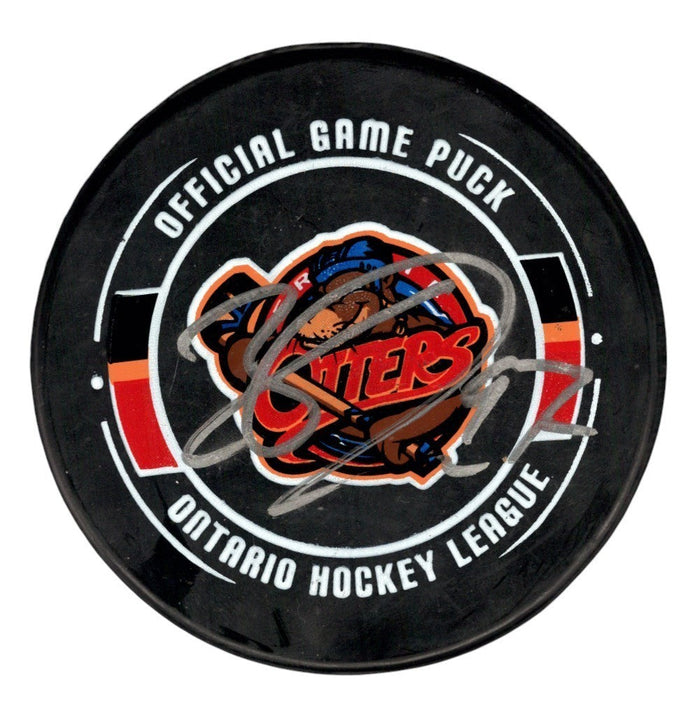 Connor McDavid Signed Erie Otters OHL Game Puck Upper Deck UDA Authenticated-Powers Sports Memorabilia