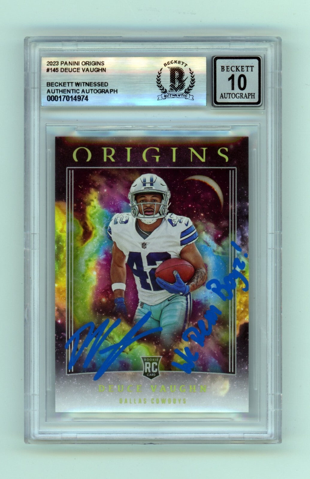 Deuce Vaughn 2023 Origins Signed We Dem Boys! Ins Rookie RC BGS 10 Auto Cowboys-Powers Sports Memorabilia