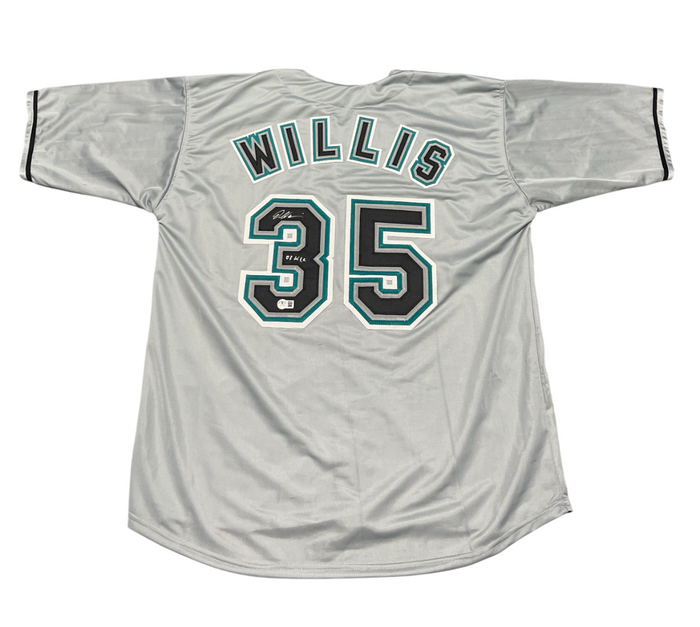 Dontrelle Willis Signed Marlins Custom Jersey w/ 03 WSC Beckett Witness BAS COA-Powers Sports Memorabilia