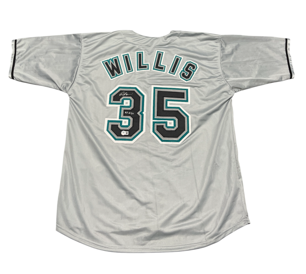 Dontrelle Willis Signed Marlins Custom Jersey w/ 03 WSC Beckett Witness BAS COA-Powers Sports Memorabilia