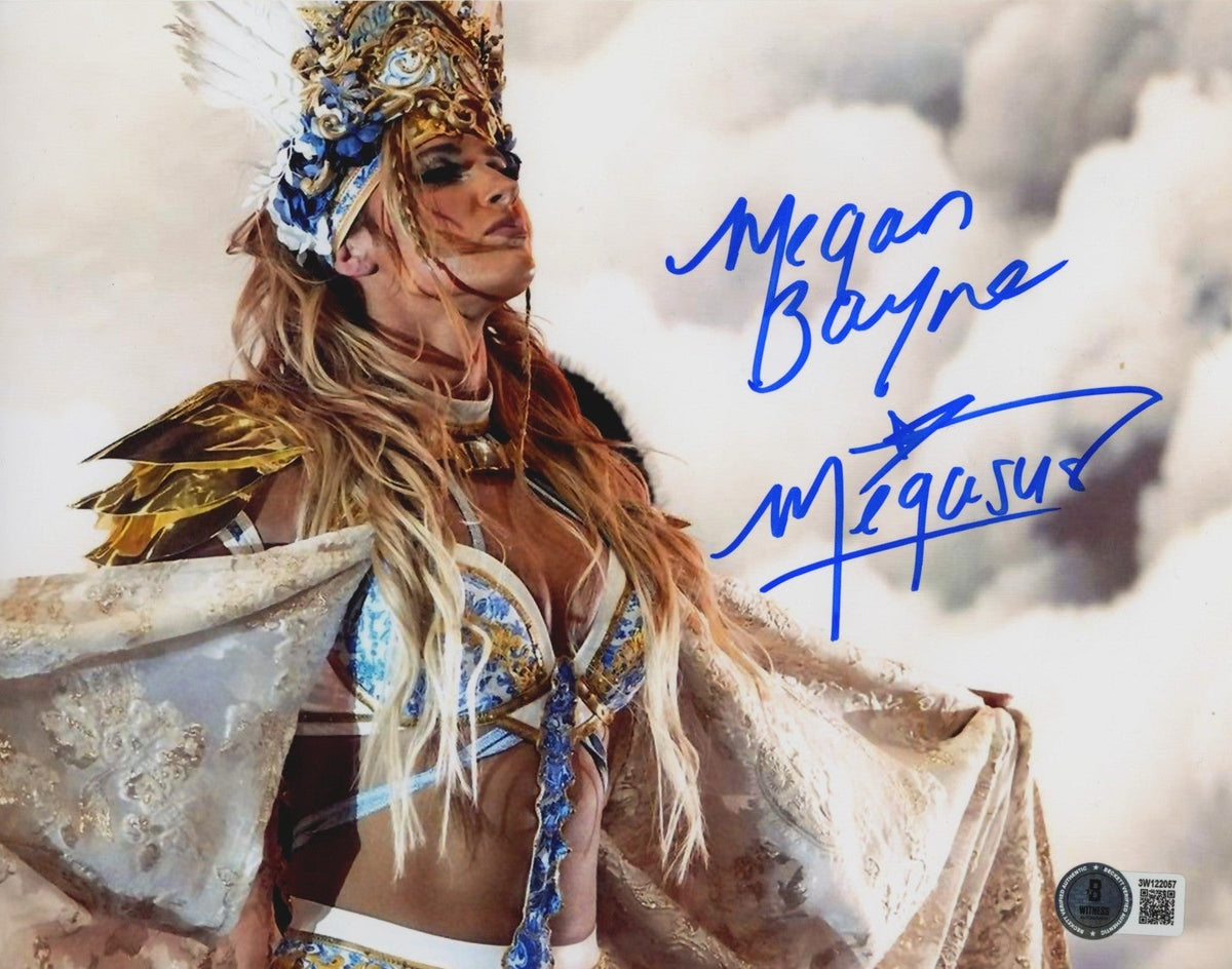 Megan Bayne Signed AEW 8x10 Photo w/ Megasus Beckett Witness BAS COA #8-Powers Sports Memorabilia