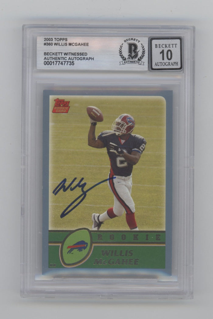 Willis McGahee 2003 Topps #360 RC Signed Beckett BGS 10 Auto Buffalo Bills-Powers Sports Memorabilia