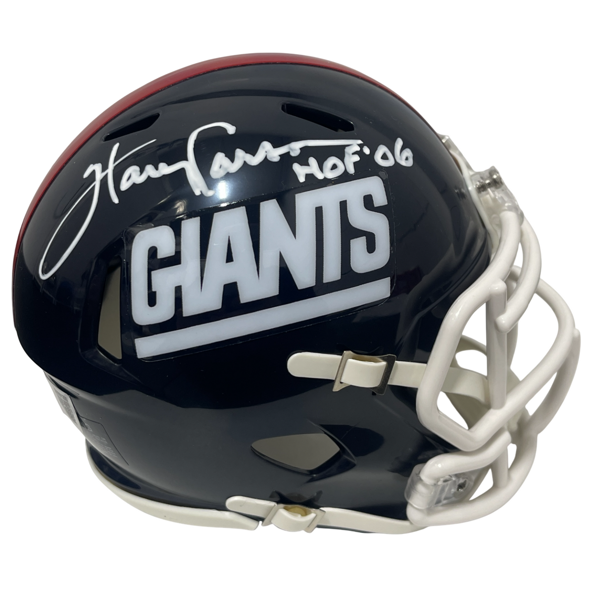 Harry Carson Signed Giants TB Mini Helmet w/ HOF 06 Beckett Witness Authenticated-Powers Sports Memorabilia