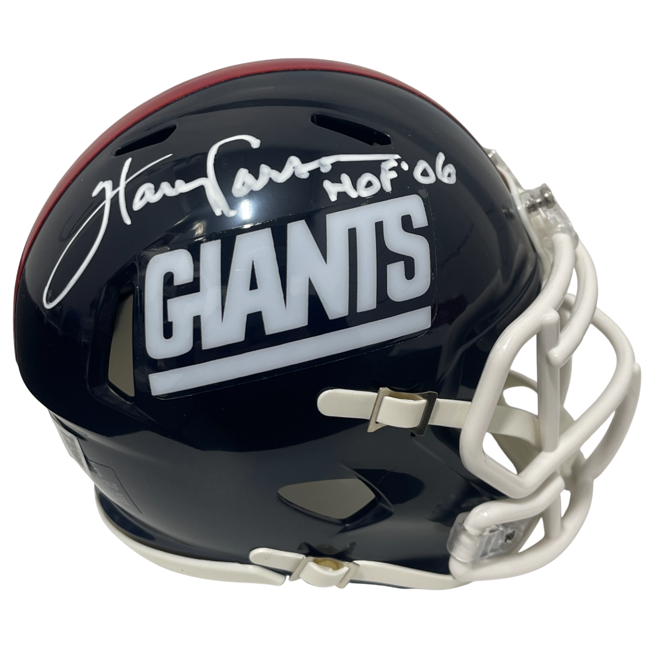 Harry Carson Signed Giants TB Mini Helmet w/ HOF 06 Beckett Witness Authenticated-Powers Sports Memorabilia
