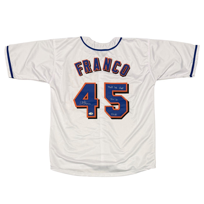 John Franco Signed Custom Jersey w/ 3 Insc JSA Witness Authenticated-Powers Sports Memorabilia