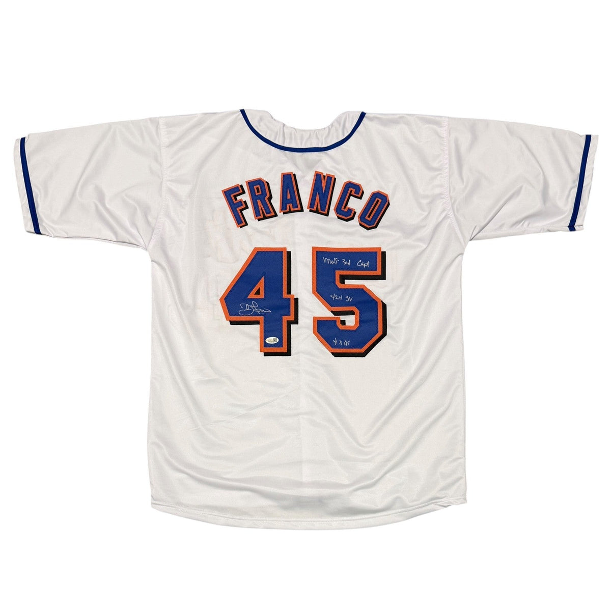 John Franco Signed Custom Jersey w/ 3 Insc JSA Witness Authenticated-Powers Sports Memorabilia