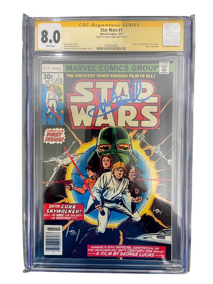 Mark Hamill Signed Marvel Star Wars #1 July 1977 Newsstand CGC 8.0-Powers Sports Memorabilia