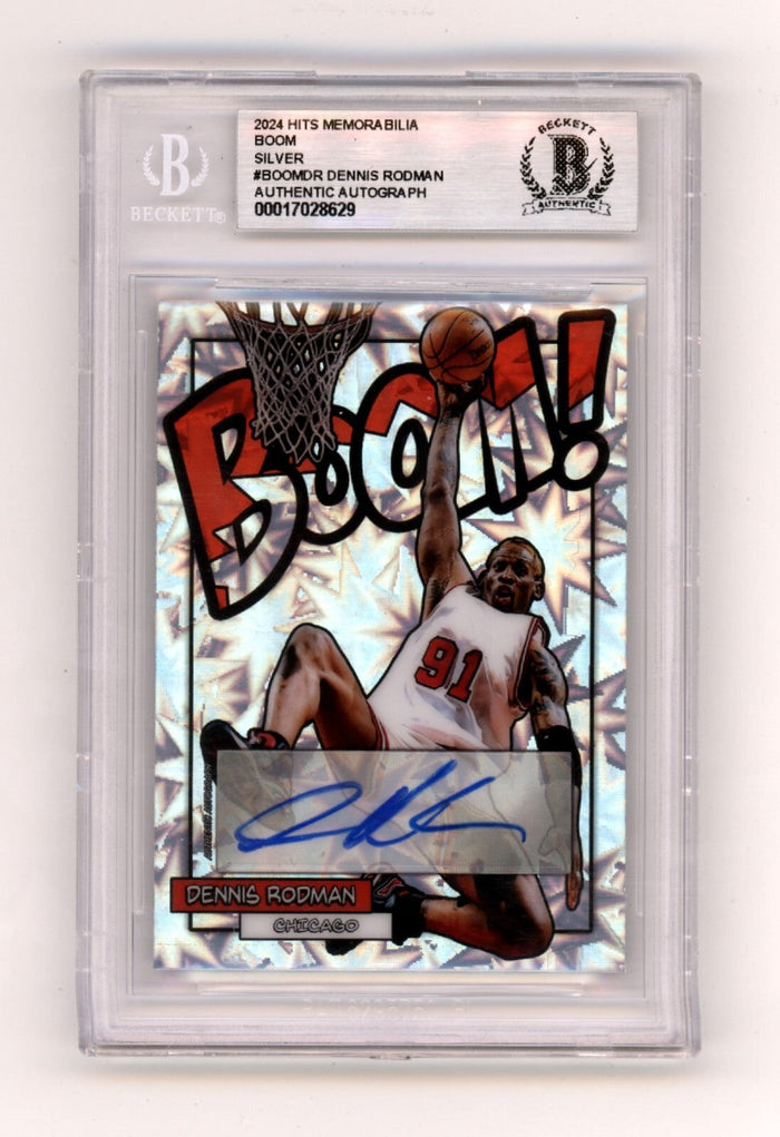 Dennis Rodman 2024 Hits Memorabilia BOOM Silver Signed BGS BAS Auto Bulls-Powers Sports Memorabilia