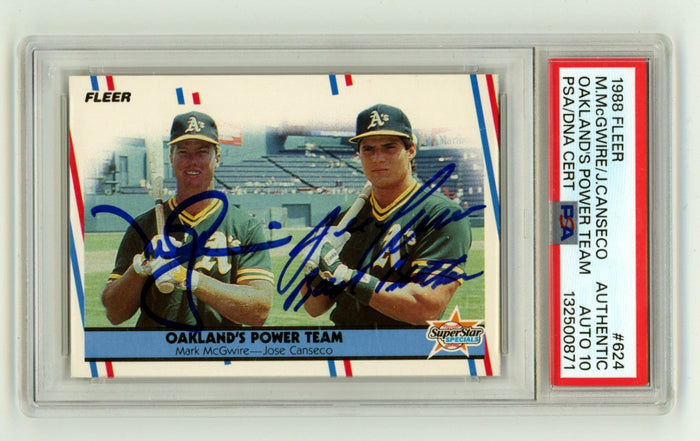 Mark McGwire Jose Canseco 1988 Fleer Power Team Dual Signed w/ Insc. PSA 10 Auto-Powers Sports Memorabilia