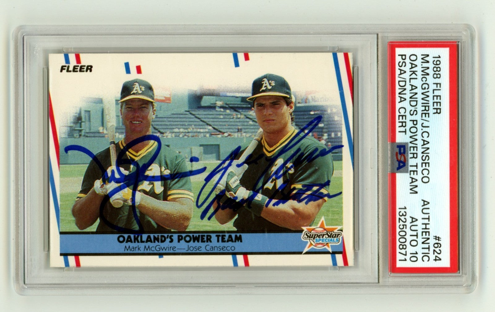 Mark McGwire Jose Canseco 1988 Fleer Power Team Dual Signed w/ Insc. PSA 10 Auto-Powers Sports Memorabilia