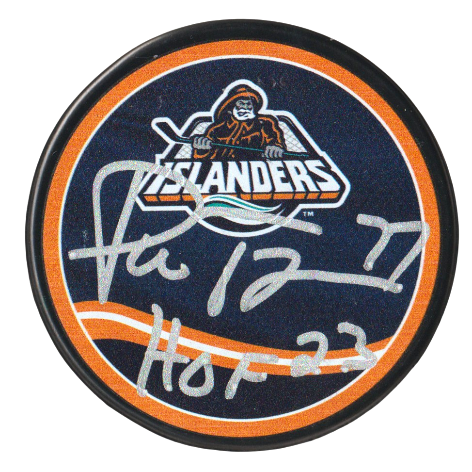 Pierre Turgeon Signed Islanders Reverse Retro Puck w/ HOF 23 Beckett W BAS COA-Powers Sports Memorabilia