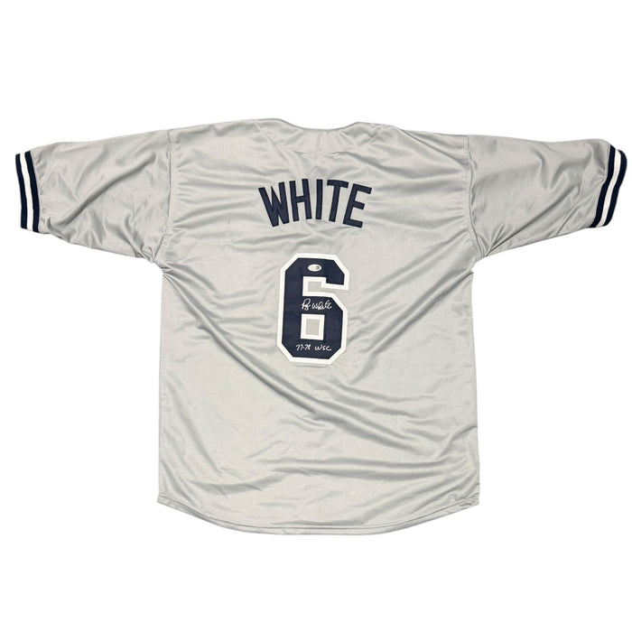 Roy White Signed New York Yankees Custom Jersey 77-78 WSC JSA Witness COA G-Powers Sports Memorabilia