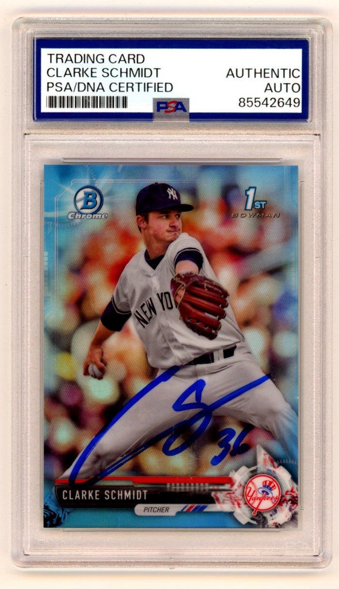 Clarke Schmidt 2017 Bowman Chrome Signed 1st Sky Blue Refractor RC /399 PSA Auto-Powers Sports Memorabilia