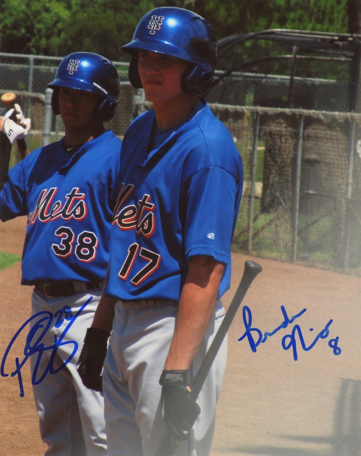 Brandon Nimmo Phillip Evans Signed New York Mets 8x10 Photo LSCM Authenticated-Powers Sports Memorabilia
