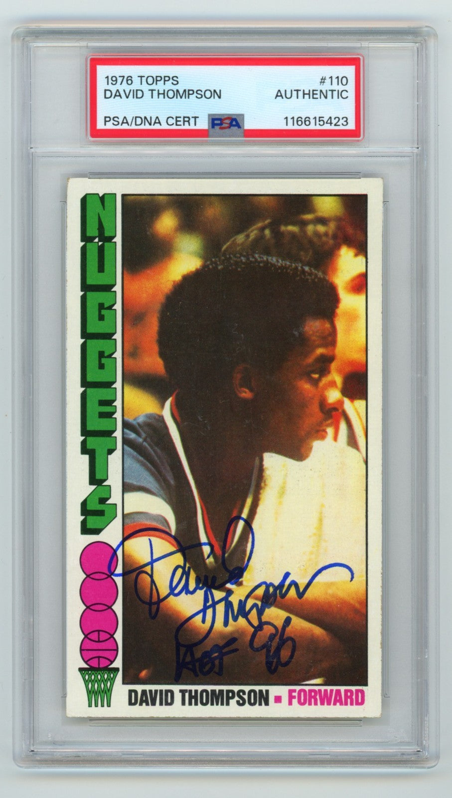 David Thompson 1976-77 Topps 110 Tall Boy RC Signed w/ HOF 96 PSA/DNA Authenticated-Powers Sports Memorabilia