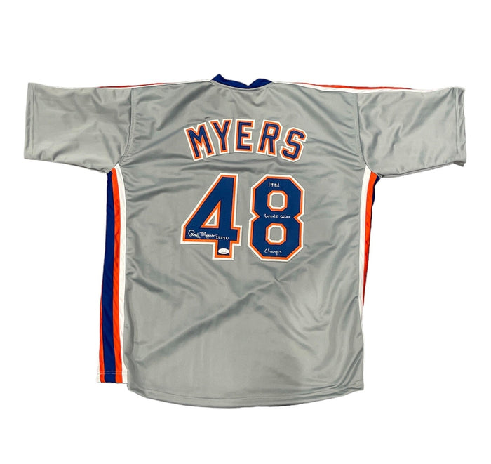 Randy Myers Signed NY Mets Custom Jersey w/ 1986 WS Champs Beckett BAS COA-Powers Sports Memorabilia