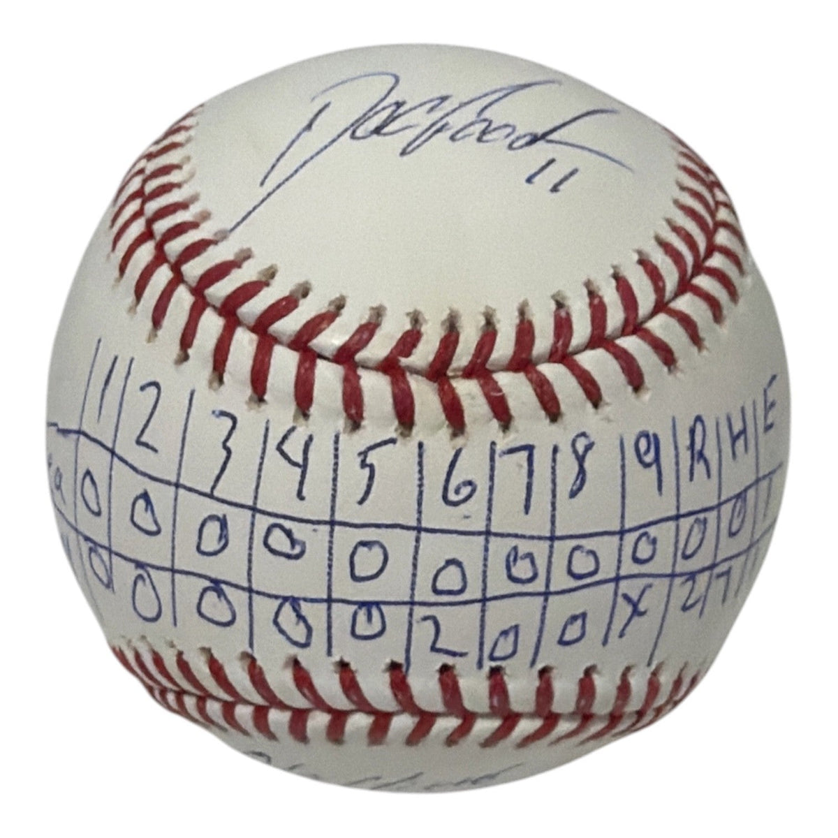 Doc Gooden Signed ROMLB Baseball w/ No Hitter Line Score Beckett Witness Authenticated-Powers Sports Memorabilia