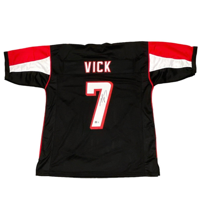 Michael Vick Signed Custom Black Jersey Beckett Witness Authenticated-Powers Sports Memorabilia