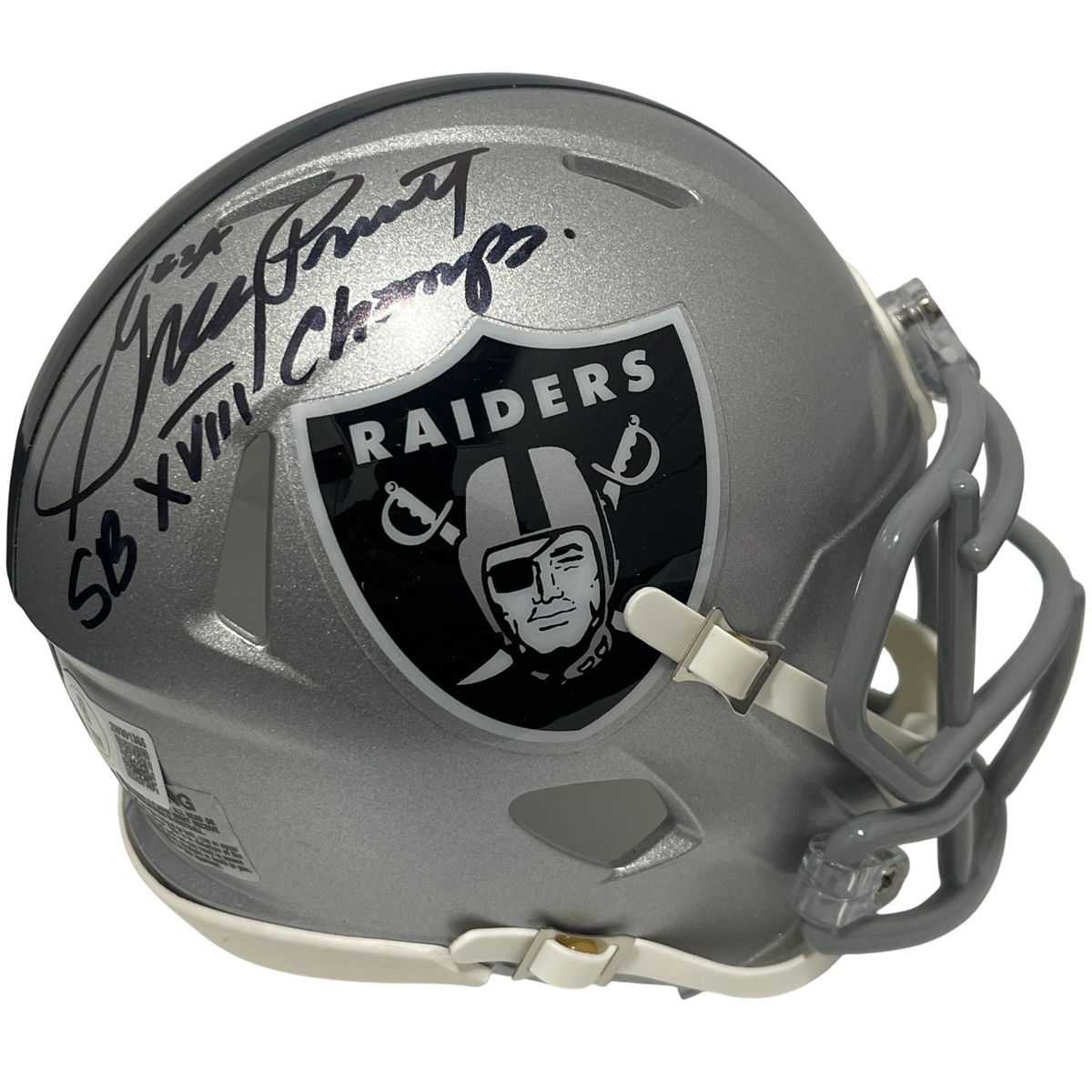Greg Pruitt Signed Raiders Speed Mini Helmet w/ SB XVIII Champ Beckett W Beckett Authenticated-Powers Sports Memorabilia