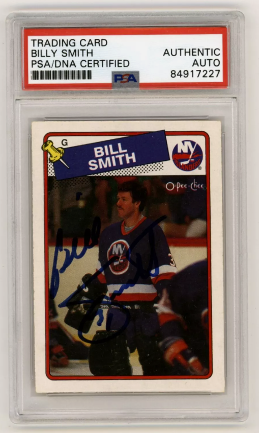 Billy Smith 1988-89 O-Pee-Chee OPC #17 Signed PSA Authentic Auto Blue Islanders-Powers Sports Memorabilia