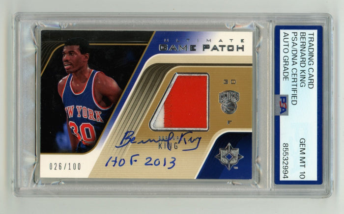 Bernard King 2004-05 UD Ultimate Collection Game Patch Signed #/100 PSA 10 Auto-Powers Sports Memorabilia