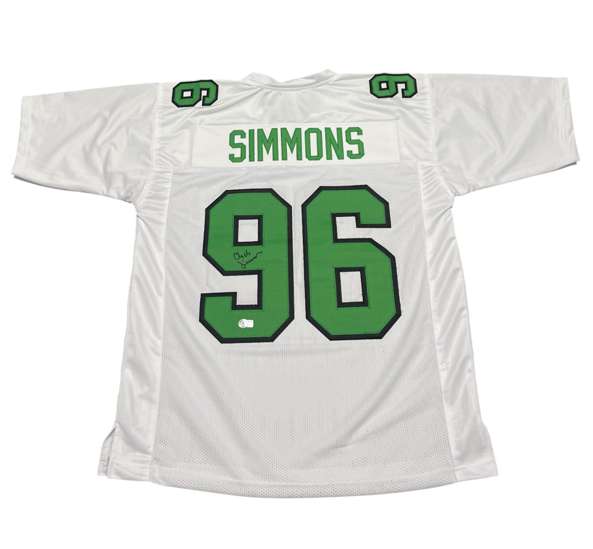 Clyde Simmons Signed Philadelphia Eagles Custom Jersey Beckett Witness BAS COA-Powers Sports Memorabilia