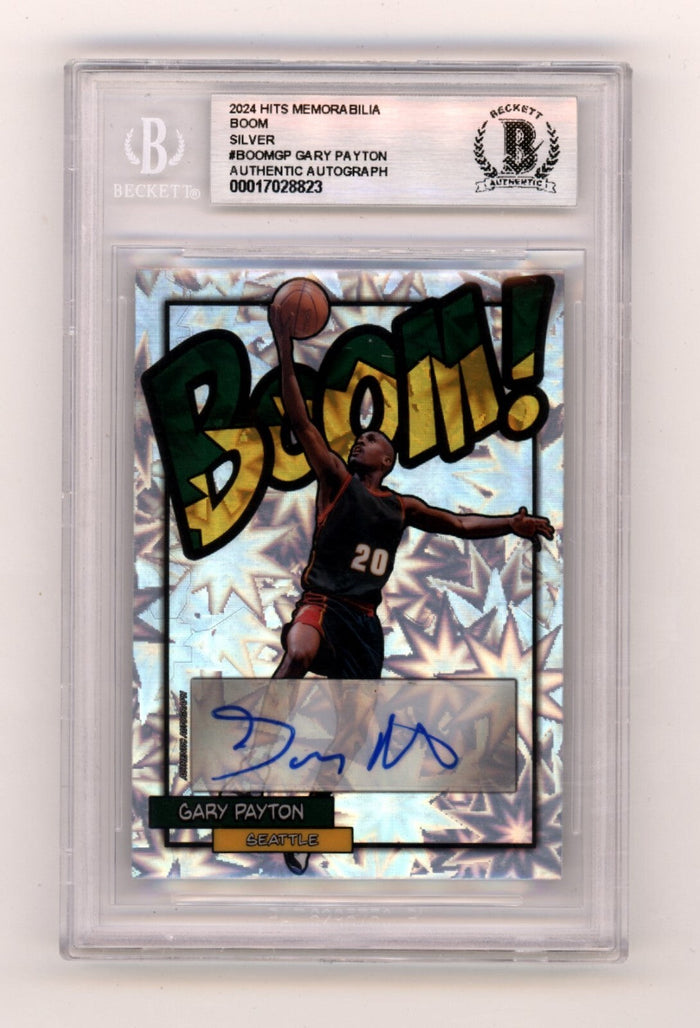 Gary Payton 2024 Hits Memorabilia BOOM Silver Signed BGS BAS Auto Sonics-Powers Sports Memorabilia