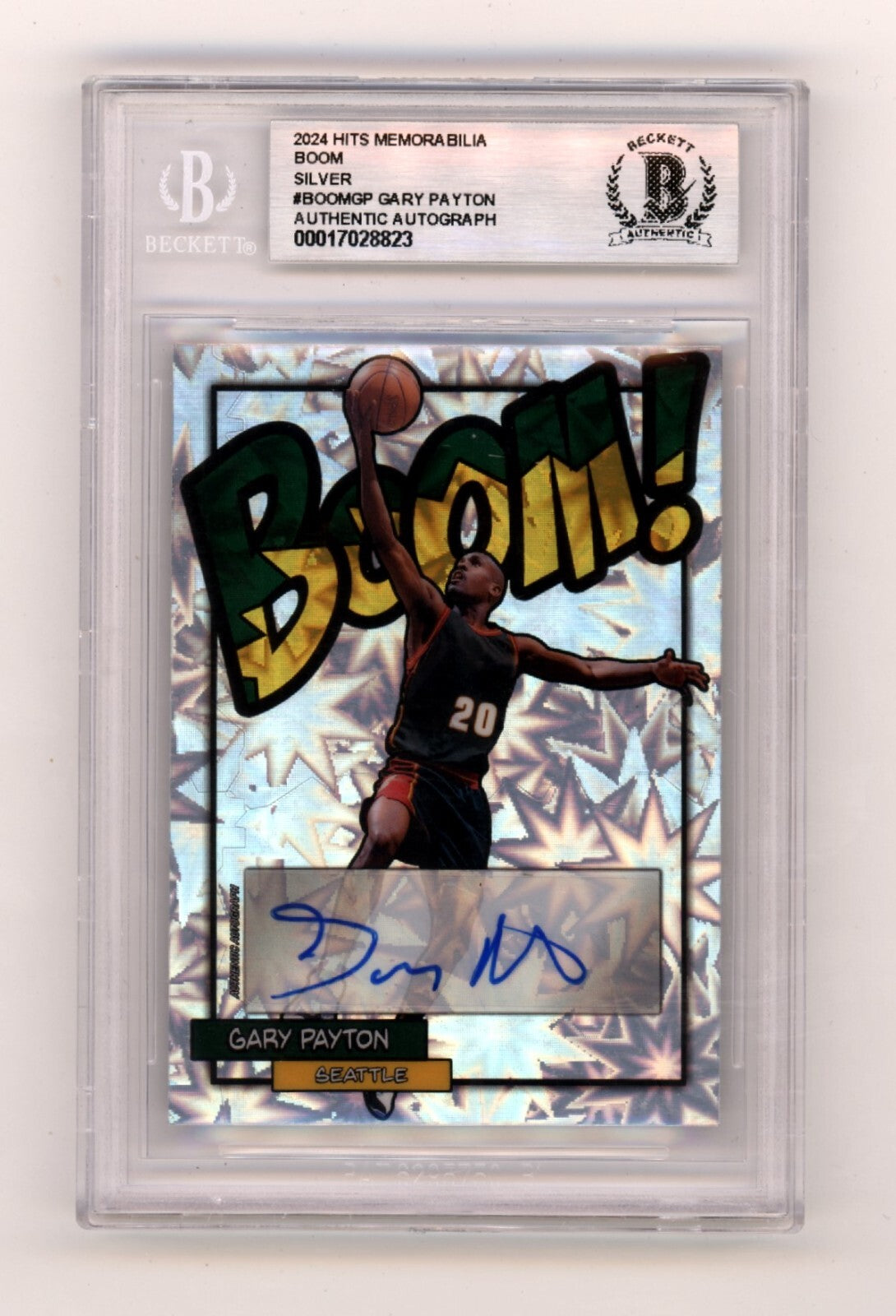 Gary Payton 2024 Hits Memorabilia BOOM Silver Signed BGS BAS Auto Sonics-Powers Sports Memorabilia