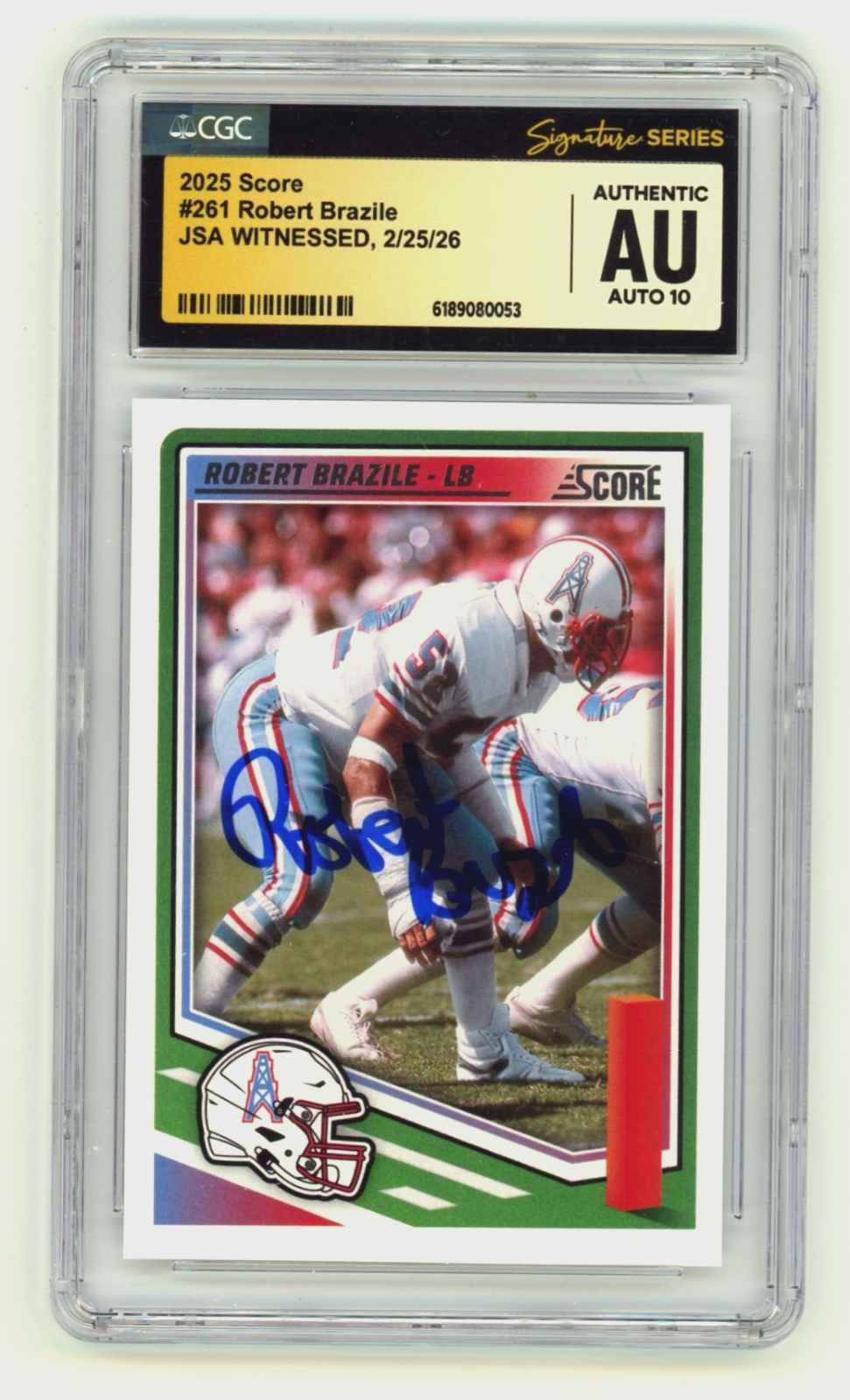 Robert Brazile 2025 Score #261 Signed JSA CGC 10 Auto Houston Oilers HOF-Powers Sports Memorabilia