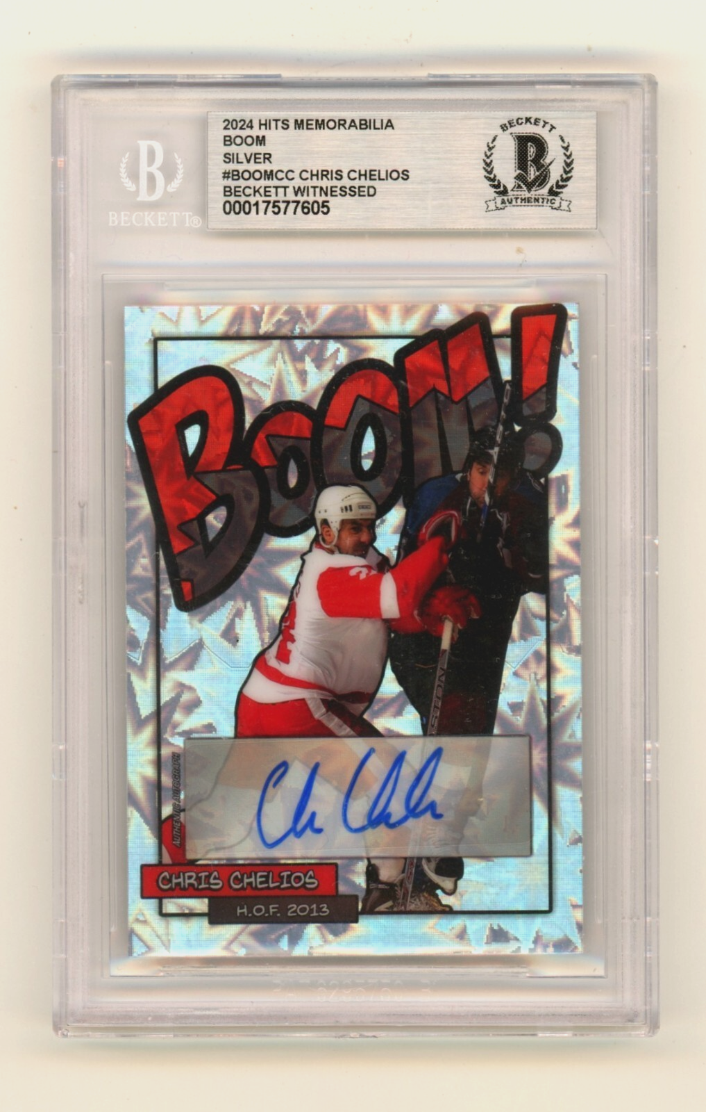 Chris Chelios 2024 Hits Memorabilia BOOM Silver Signed BGS BAS Auto Detroit-Powers Sports Memorabilia