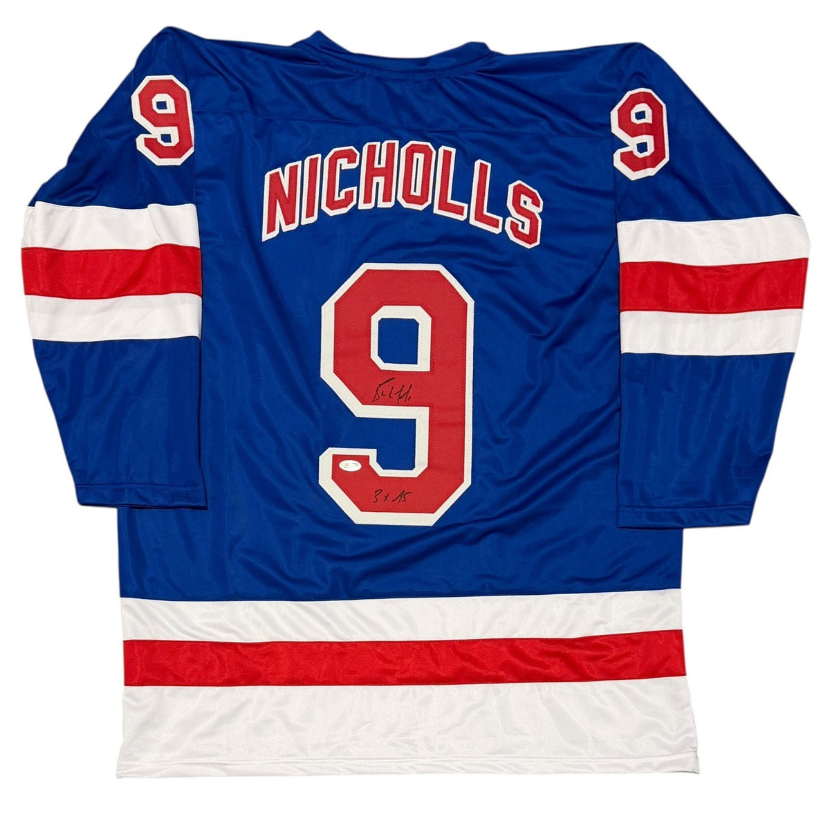 Bernie Nicholls Signed New York Rangers Custom Jersey w/ 3 AS JSA Witness COA-Powers Sports Memorabilia