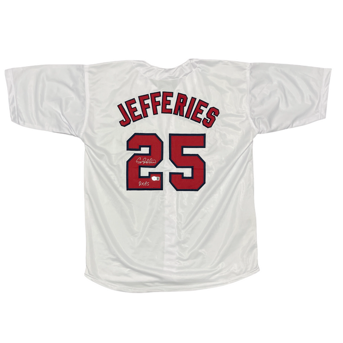 Gregg Jefferies Signed Cardinals Custom Jersey w/ 2x AS Beckett Witness BAS COA-Powers Sports Memorabilia