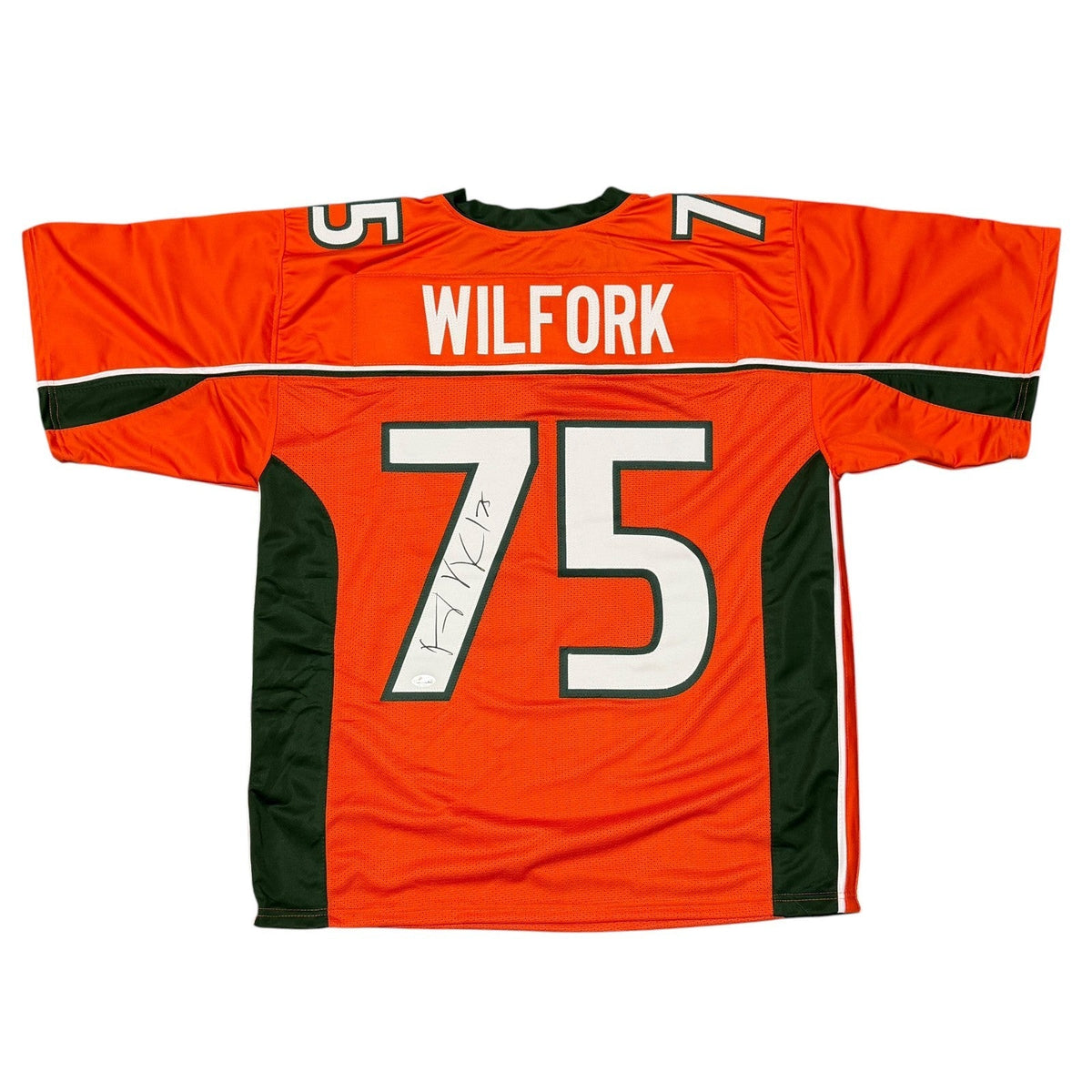 Vince Wilfork Signed Autographed Miami Hurricanes Custom Jersey JSA Witness COA-Powers Sports Memorabilia